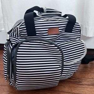 Sable Black and White Striped Diaper Bag